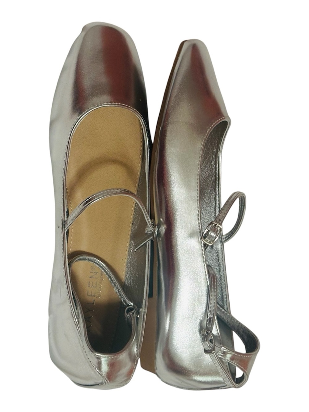 Kayleen By Los Angeles Metallic Silver Mary Jane Flats for Women